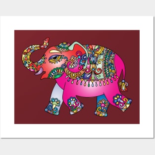 colorful ethnic elephant design Posters and Art